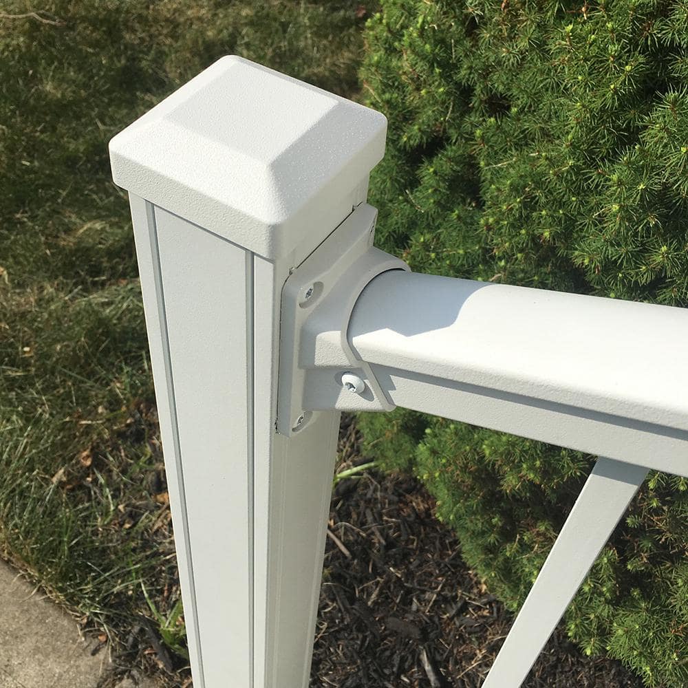 Weatherables Stanford Textured White Aluminum Stair Railing Bracket Kit (4-Piece) (2)