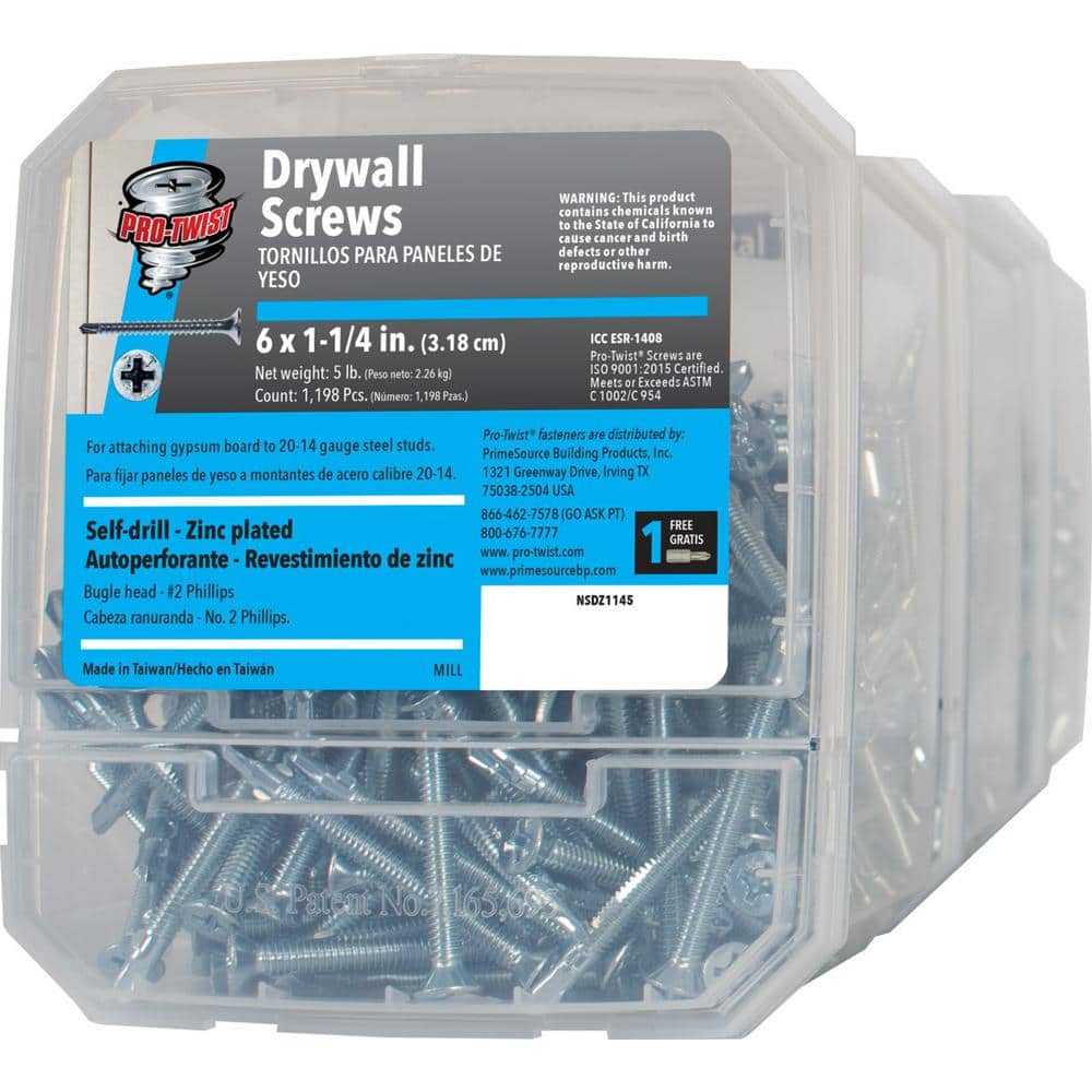 Pro-Twist #6 x 1-1/4 in. #2 Phillips Bugle Head Coarse Thread Self-Drilling Drywall Screws 5 lb. Box