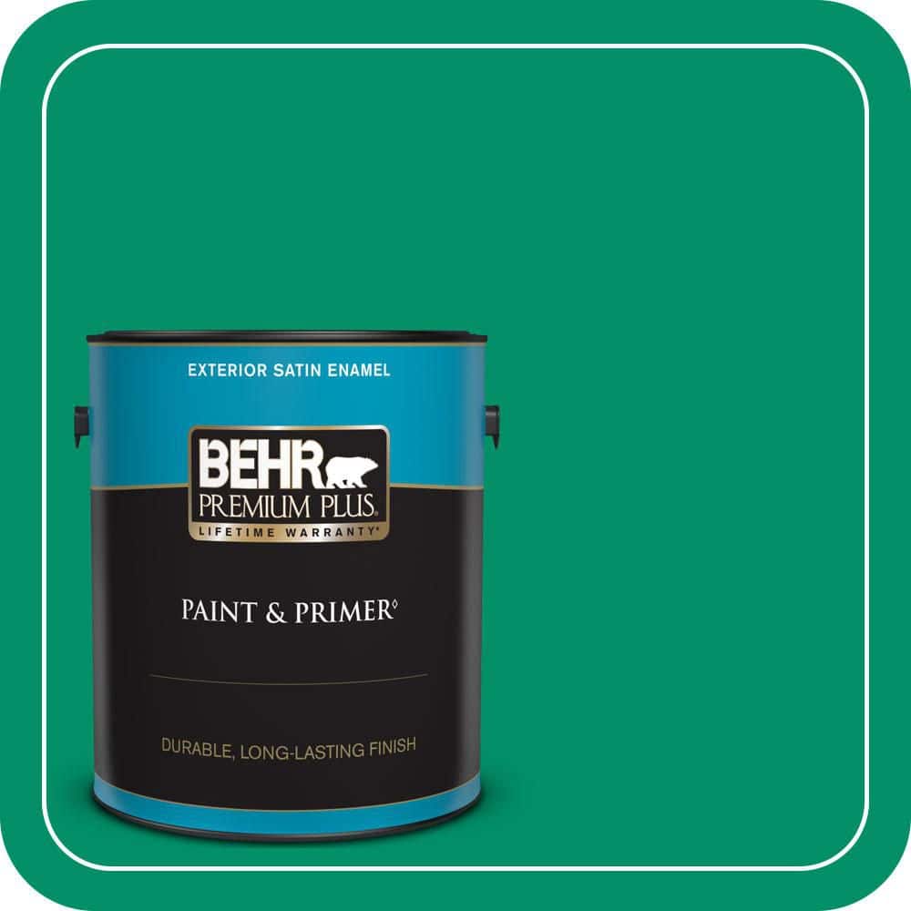 BEHR PREMIUM PLUS 1 gal. #MQ4-15 Balsam Satin Enamel Exterior Paint & Primer