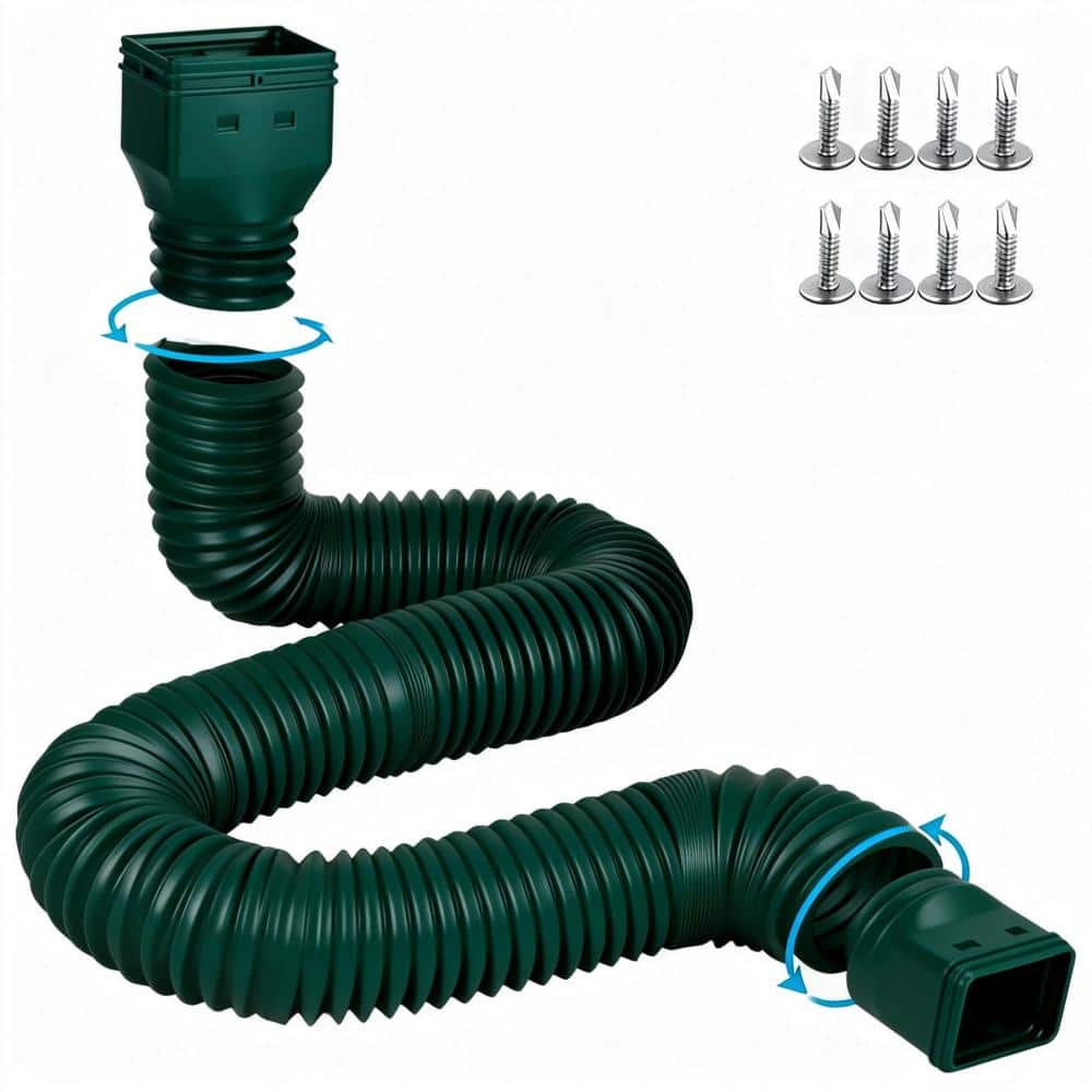 Unbranded 16.5 ft Flexible Gutter Downspout Extension 4 in Drain Spout Extender Extendable for Rainwater Drainage
