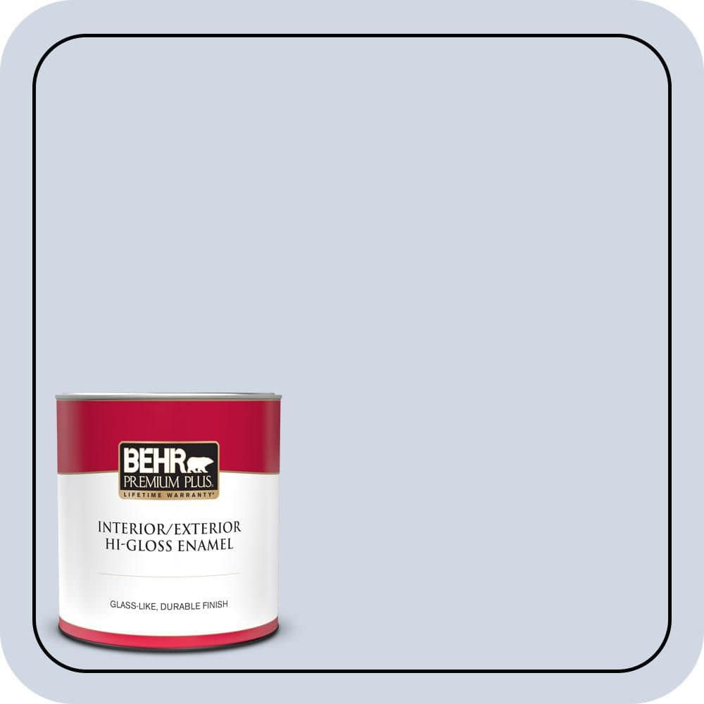BEHR PREMIUM PLUS 1 qt. #600E-2 Harbor Mist Hi-Gloss Enamel Interior/Exterior Paint & Primer