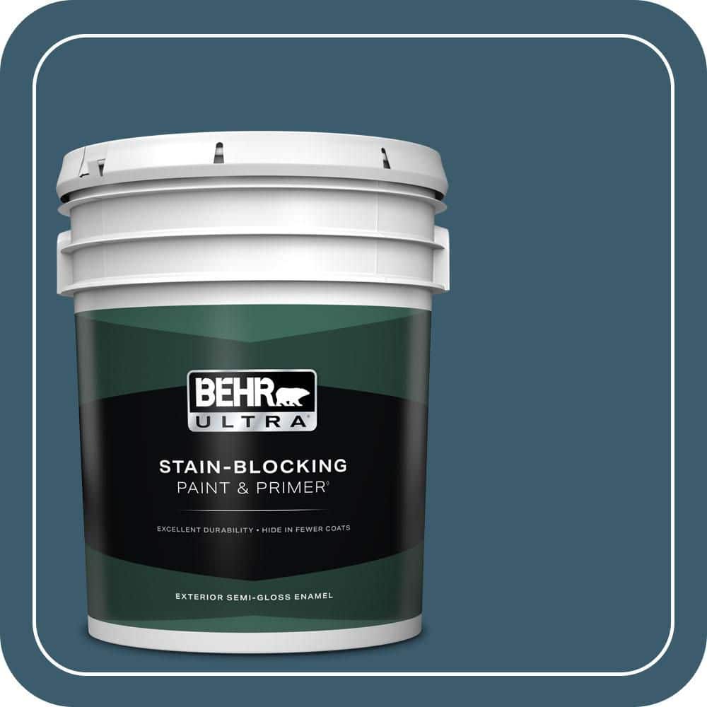 BEHR ULTRA 5 gal. #550F-7 Blue Spell Semi-Gloss Enamel Exterior Paint & Primer