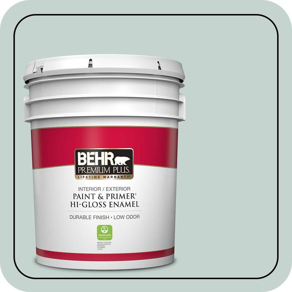 BEHR PREMIUM PLUS 5 gal. #490E-3 Celtic Gray Hi-Gloss Enamel Interior/Exterior Paint & Primer