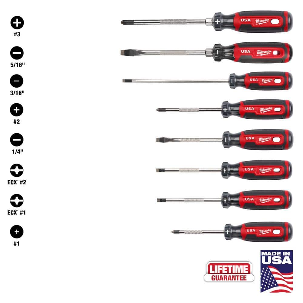 Milwaukee Screwdriver Kit with ECX and Cushion Grip (8-Piece) (1)