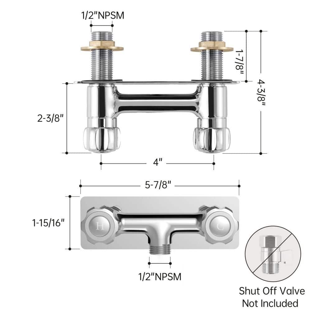 KES All-Metal 4 in. Replacement RV Shower Valve, Brass Solid Body, Chrome (2)
