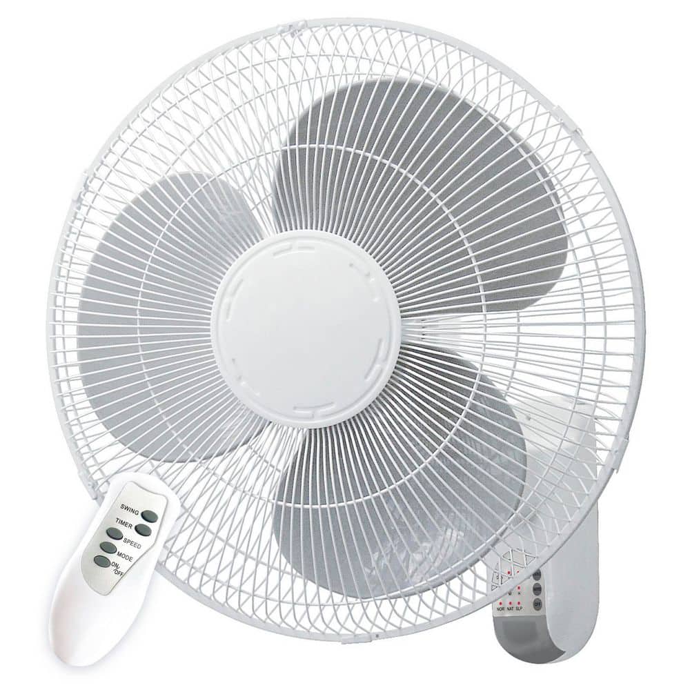 BEYOND BREEZE 16-inch Wall Mount Fan with Remote Control, Quiet 3-Speed Fan with Adjustable Tilt - Ideal for Home & Office, White