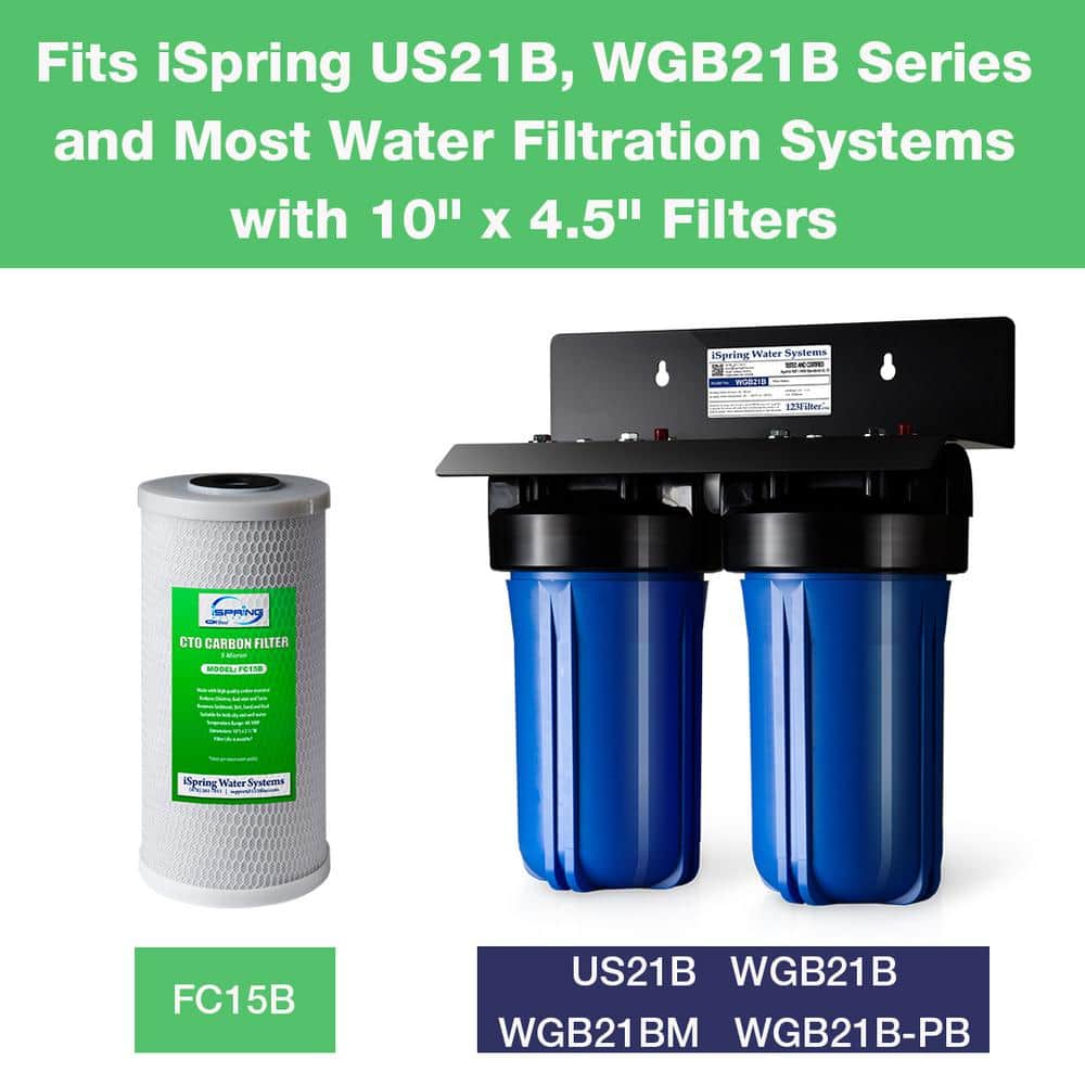 ISPRING Carbon Block (CTO) Water Filter Replacement Cartridge 10 in. X 4.5 in. 5-Micron (3)
