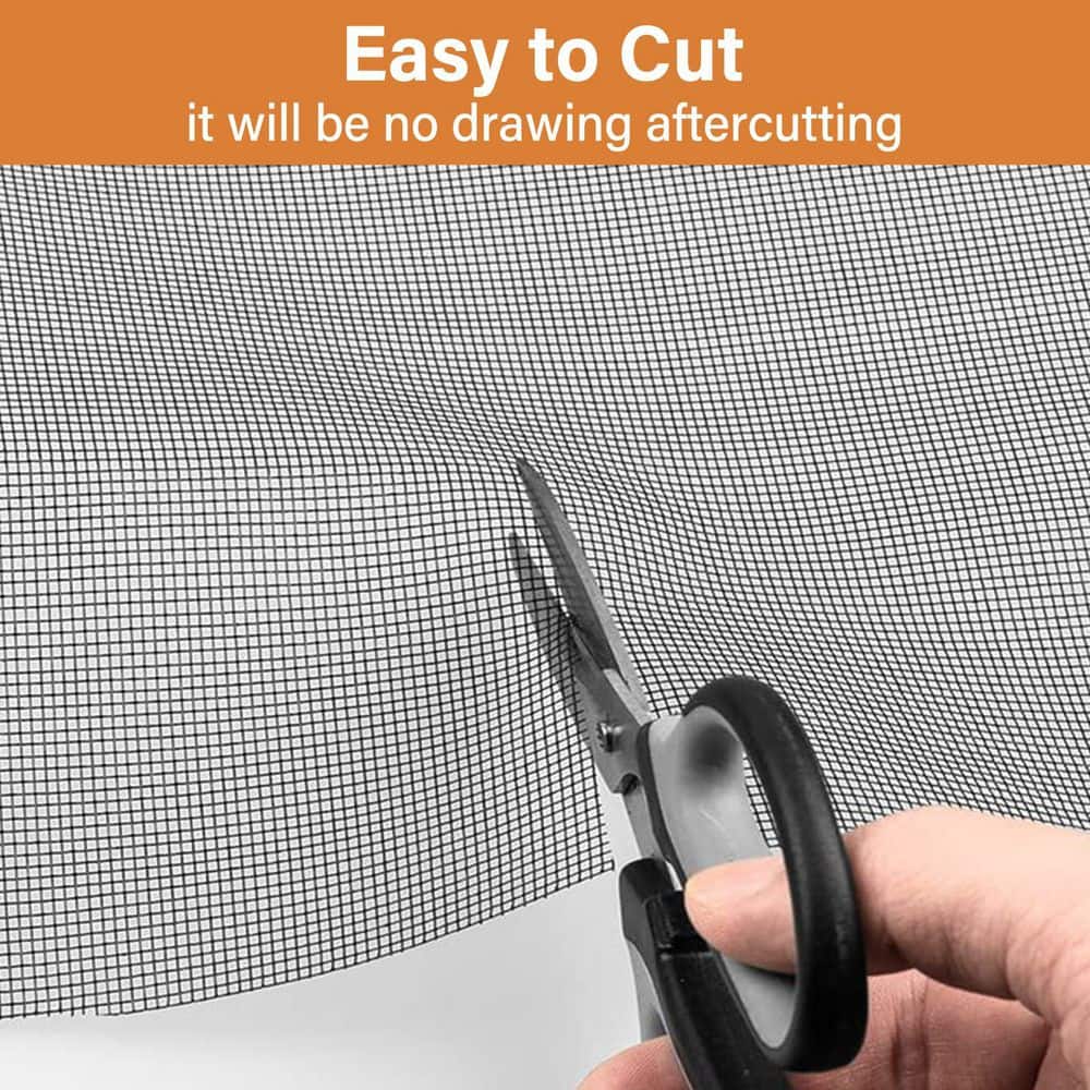 NVNOO 48 in. x 158 in. Fiberglass Window Screen Replacement Kit for Windows, Screen Doors, and Courtyards, Black (2)