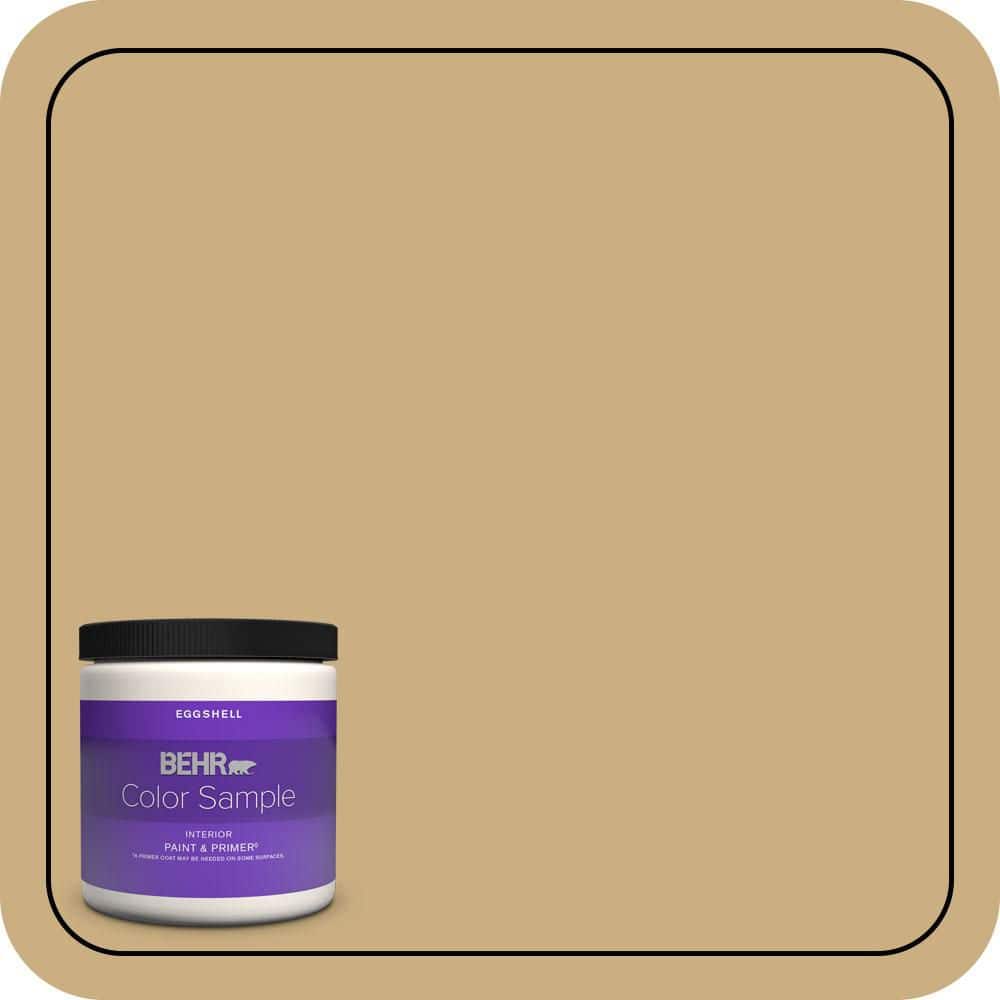 BEHR PREMIUM PLUS 8 oz. #S310-4 Perennial Gold Eggshell Enamel Interior Paint & Primer Color Sample