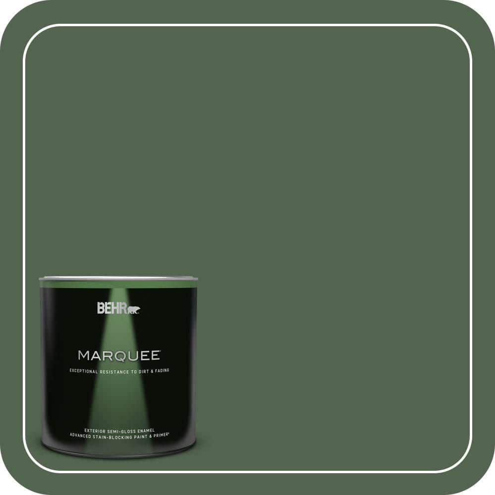 BEHR MARQUEE 1 qt. #S410-7 Equestrian Green Semi-Gloss Enamel Exterior Paint & Primer