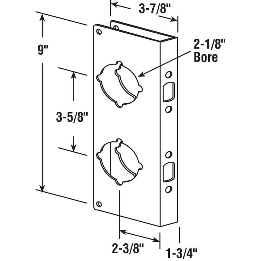 Prime-Line Lock and Door Reinforcer, 1-3/4 in. x 2-3/8 in., Solid Brass, Polished Finish (2)