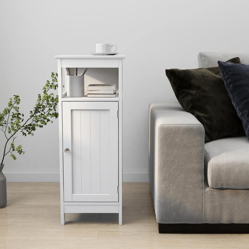 Unbranded 12.6 in. W x 12 in. D x 31.5 in. H White Linen Cabinet Bathroom Single Door Cabinet (3)