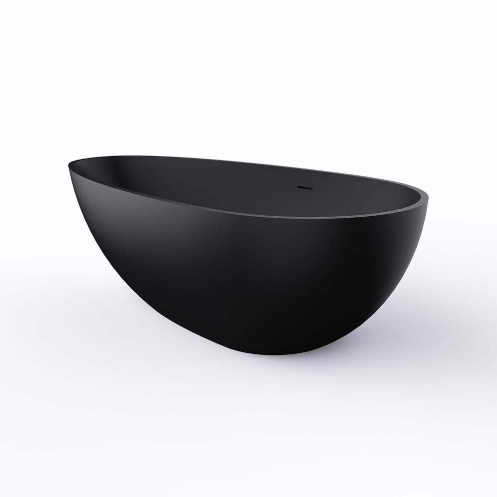 INSEEDE 67 in. x 34 in. Matte Black Solid Surface Freestanding Soaking Bathtub with Stain-Resistant Finish and Spa-Like Comfort (2)