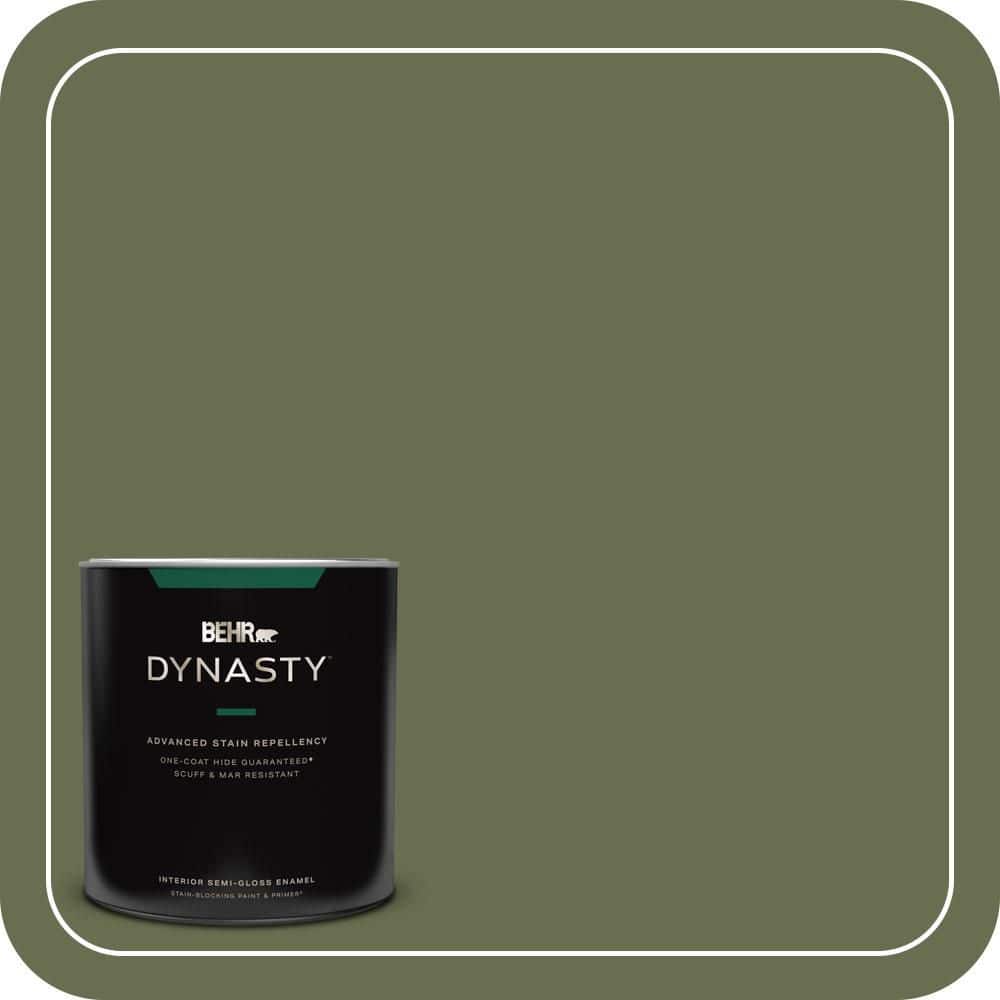 BEHR DYNASTY 1 qt. #S380-7 Global Green Semi-Gloss Enamel Interior Stain-Blocking Paint and Primer