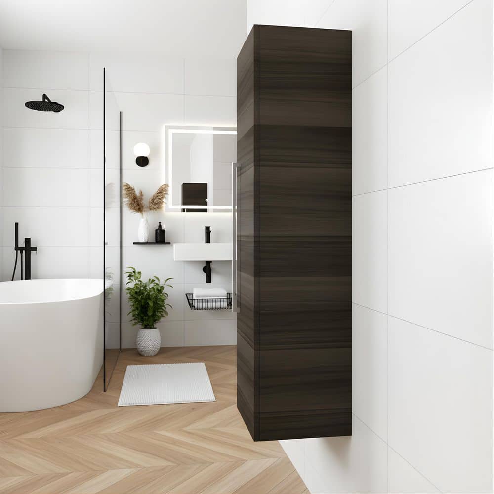 Cutler Kitchen and Bath Silhoutte 15 in. W x 12 in. D x 48 in. H Linen Cabinet in Aria (3)