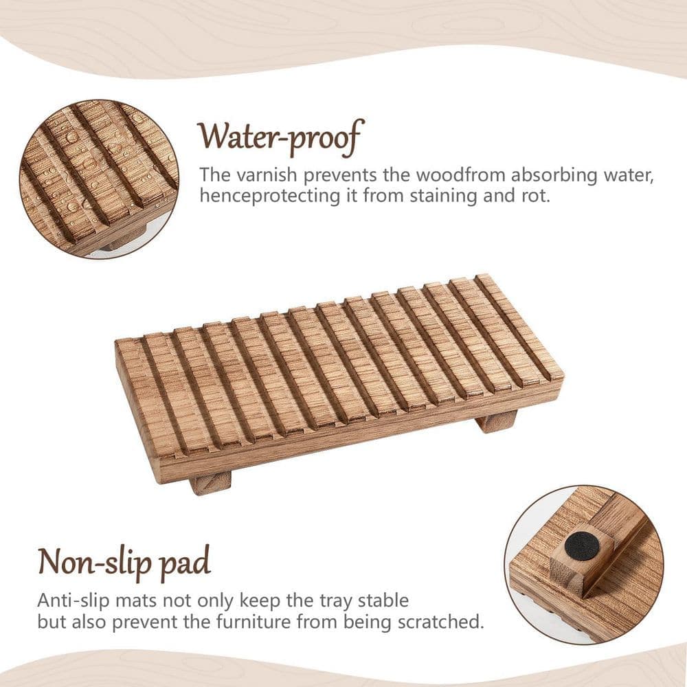 Unbranded 1 Pack Brown Solid Wood Soap Dish Freestanding Rustic Farmhouse Vanity Riser Display Tray for the Bath (3)