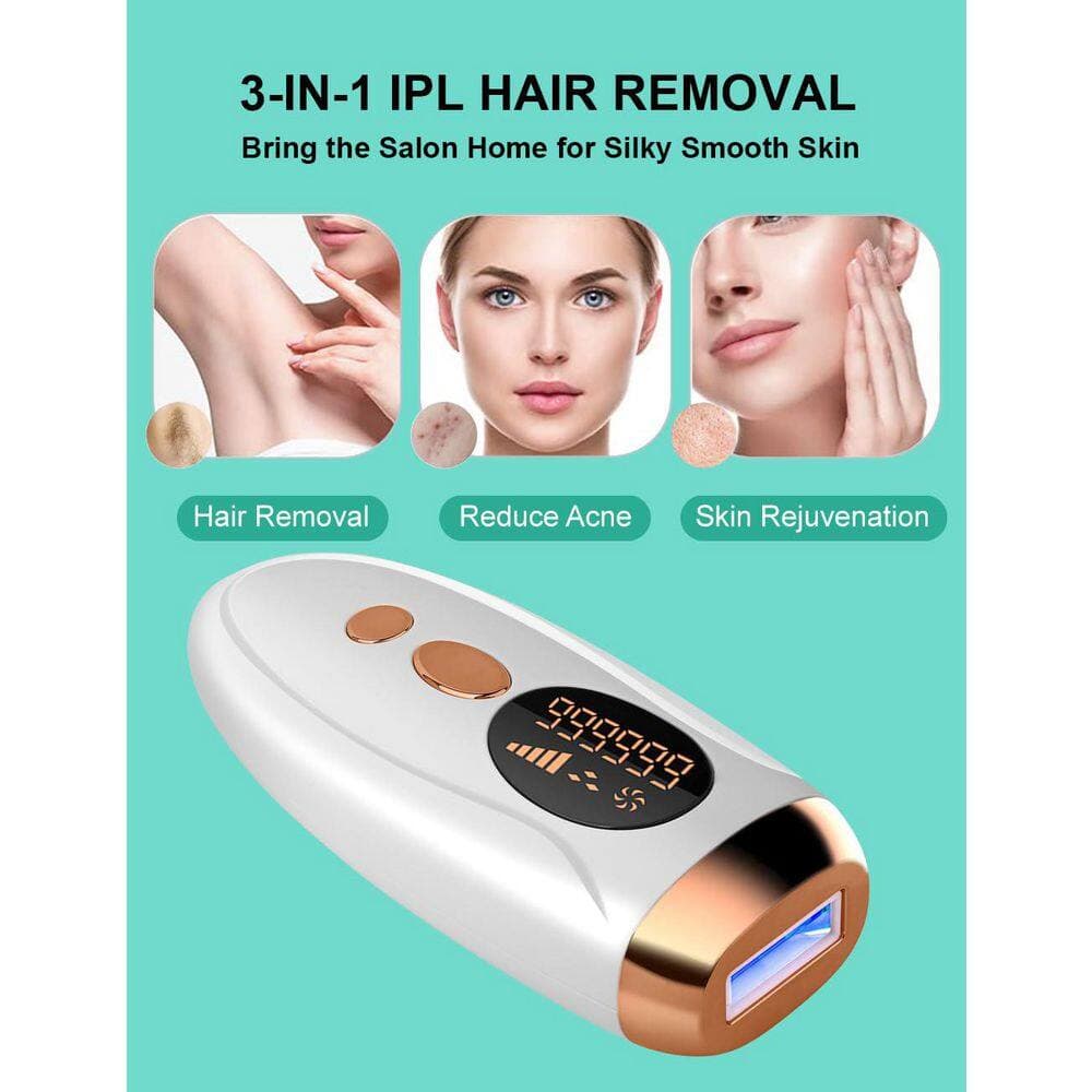 Wudkey 1-Piece Bathroom Accessory Set in White, At-Home IPL Laser Hair Removal Device, Painless Hair Remover on Arms Back Legs (3)