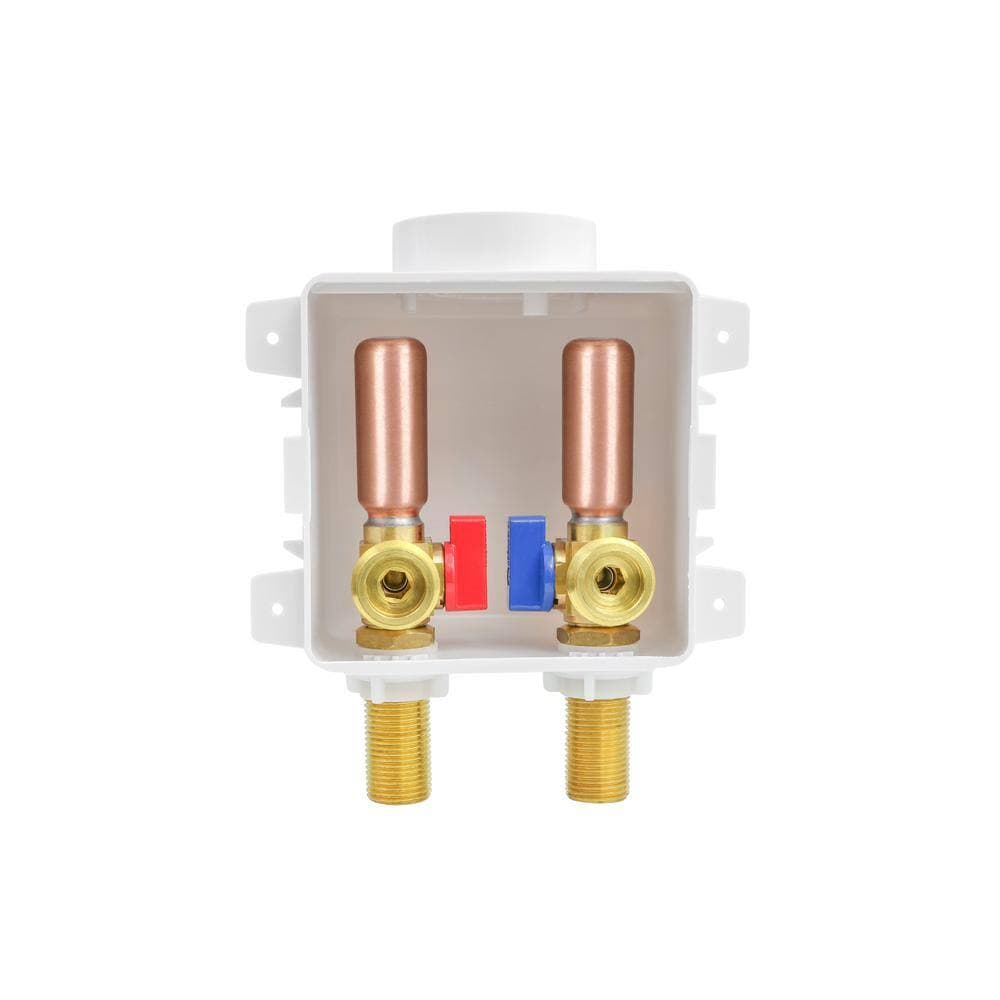 PLUMBFLEX 1/2 in. Sweat/MIP Brass Washing Machine Valve Fittings in White ABS Plastic Compact Outlet Box with Hammer Arrester (3)