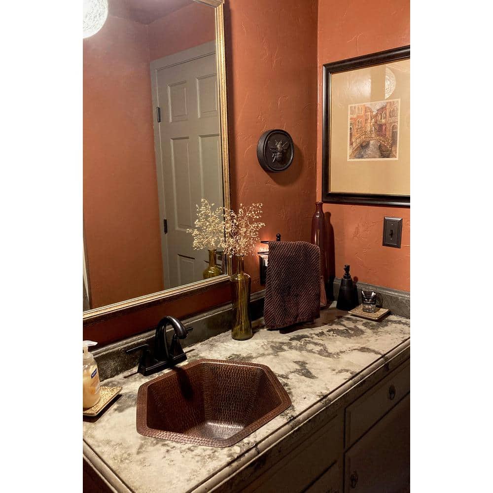 Premier Copper Products Under-Counter Hexagon Hammered Copper Bathroom Sink in Oil Rubbed Bronze (1)
