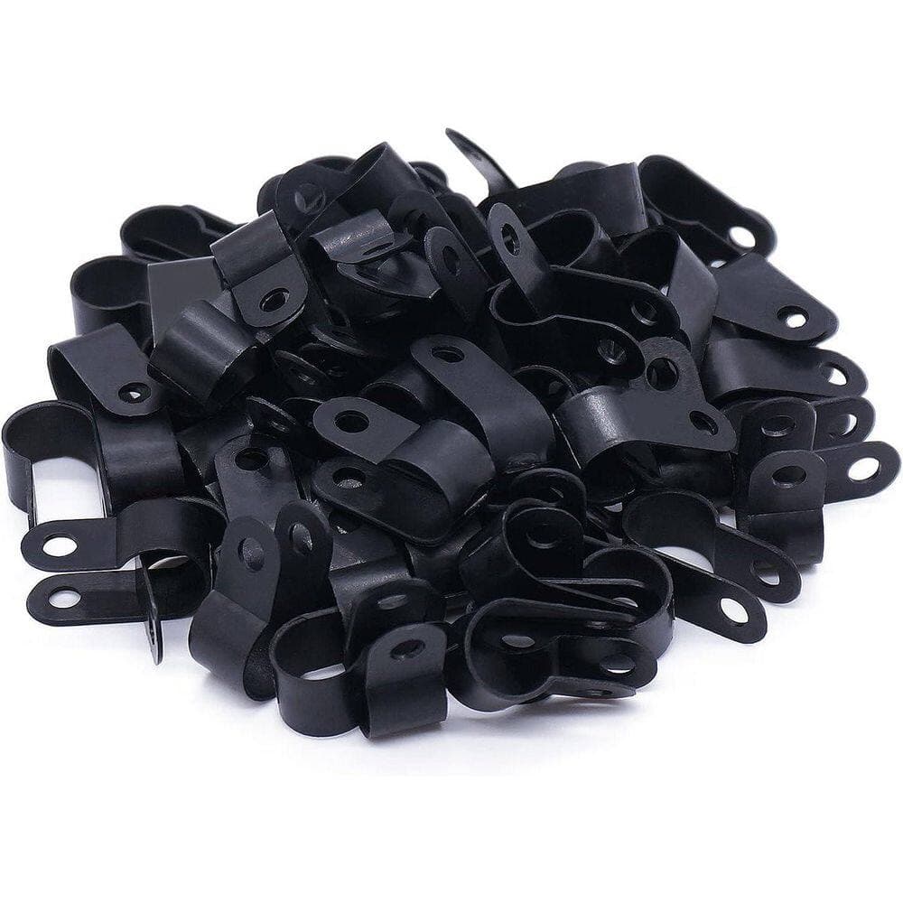 Yichuhaoxi P-Style Mounting Clips 1/2 in. Rope Light Cable Clamps Black Plastic with Stainless Steel Screws 50-Pack (3)