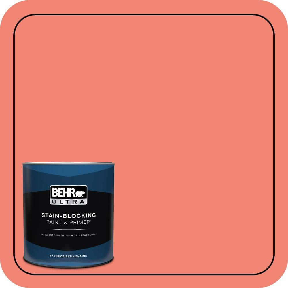 BEHR ULTRA 1 qt. #T16-07 Coralette Satin Enamel Exterior Paint & Primer