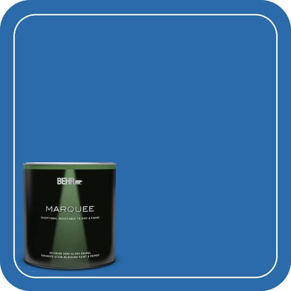 BEHR MARQUEE 1 qt. #MQ4-24 Electric Blue Semi-Gloss Enamel Exterior Paint & Primer (2)