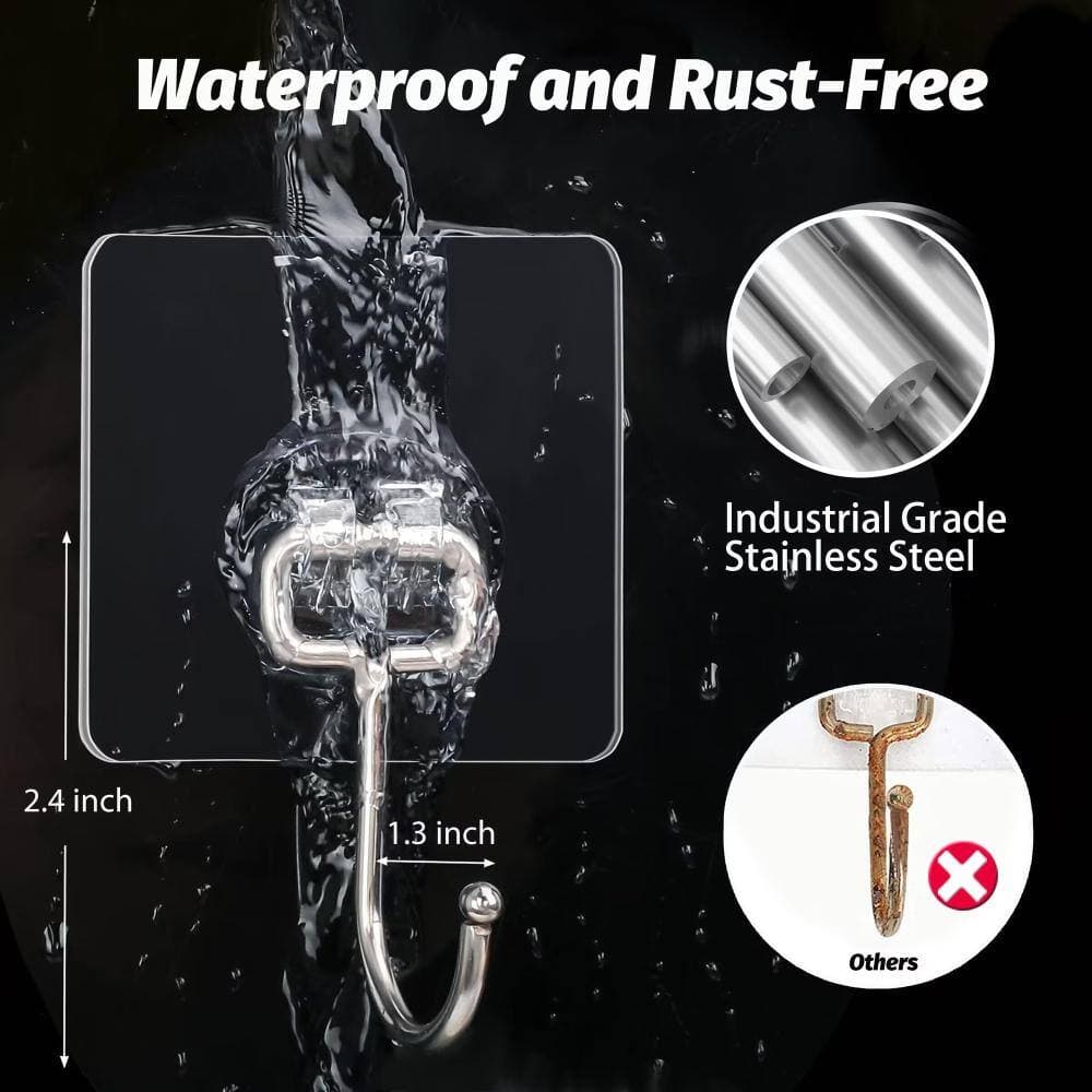 Unbranded Large 16-Pack Clear Adhesive Hooks, 33 lb Max Load, Waterproof Wall Hooks for Keys and Robe Towel Use (3)