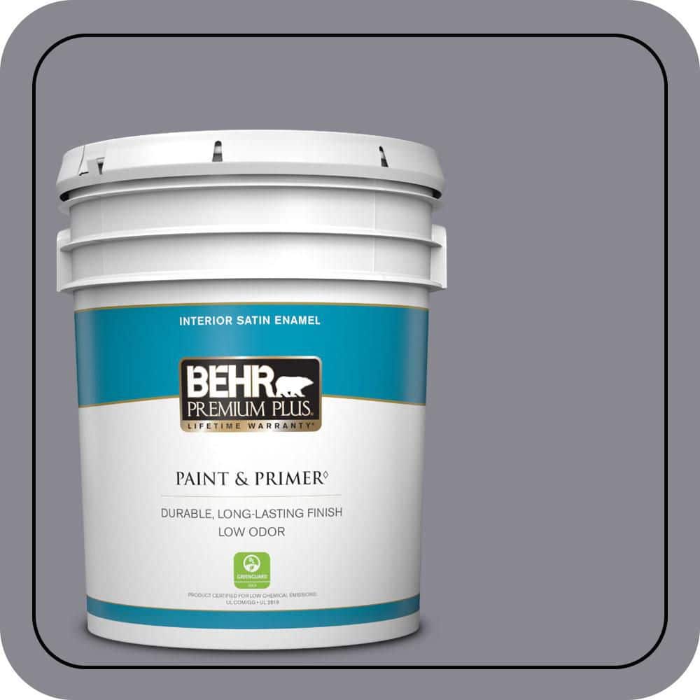 BEHR PREMIUM PLUS 5 gal. #N550-5 Box Office Satin Enamel Low Odor Interior Paint & Primer
