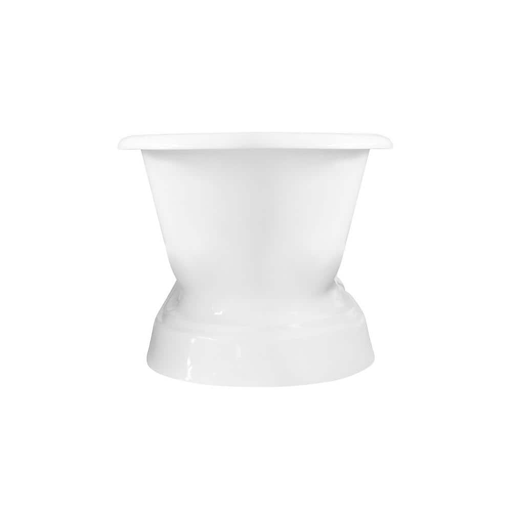 Unbranded 66 in. Cast Iron Double Slipper Pedestal Flatbottom Bathtub with 7 in. Deck Holes in White (3)