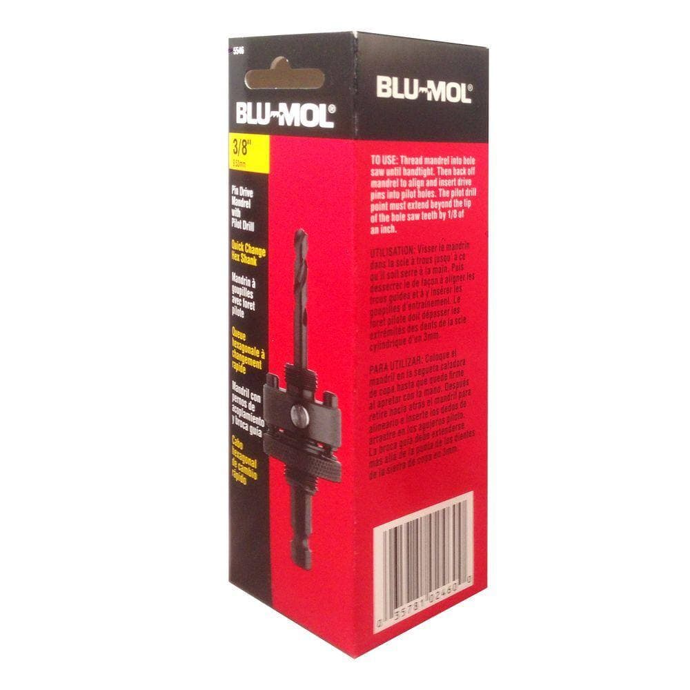 BLU-MOL 3/8 in. Hex Shank Pin Drive Mandrel Hole Saw Accessory for 1-1/4 in. x 6 in. Bi-Metal Hole Saws (2)