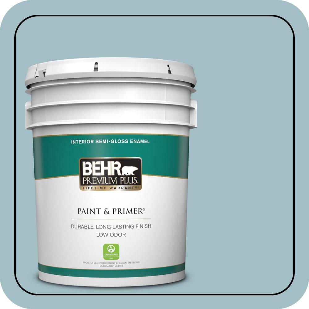 BEHR PREMIUM PLUS 5 gal. #PPU13-11 Clear Vista Semi-Gloss Enamel Low Odor Interior Paint & Primer