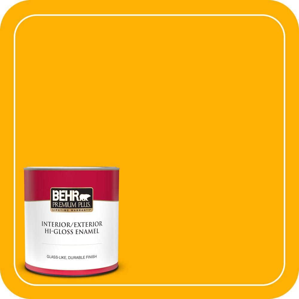 BEHR PREMIUM PLUS 1 qt. #S-G-350 Desert Glow Hi-Gloss Enamel Interior/Exterior Paint & Primer (1)