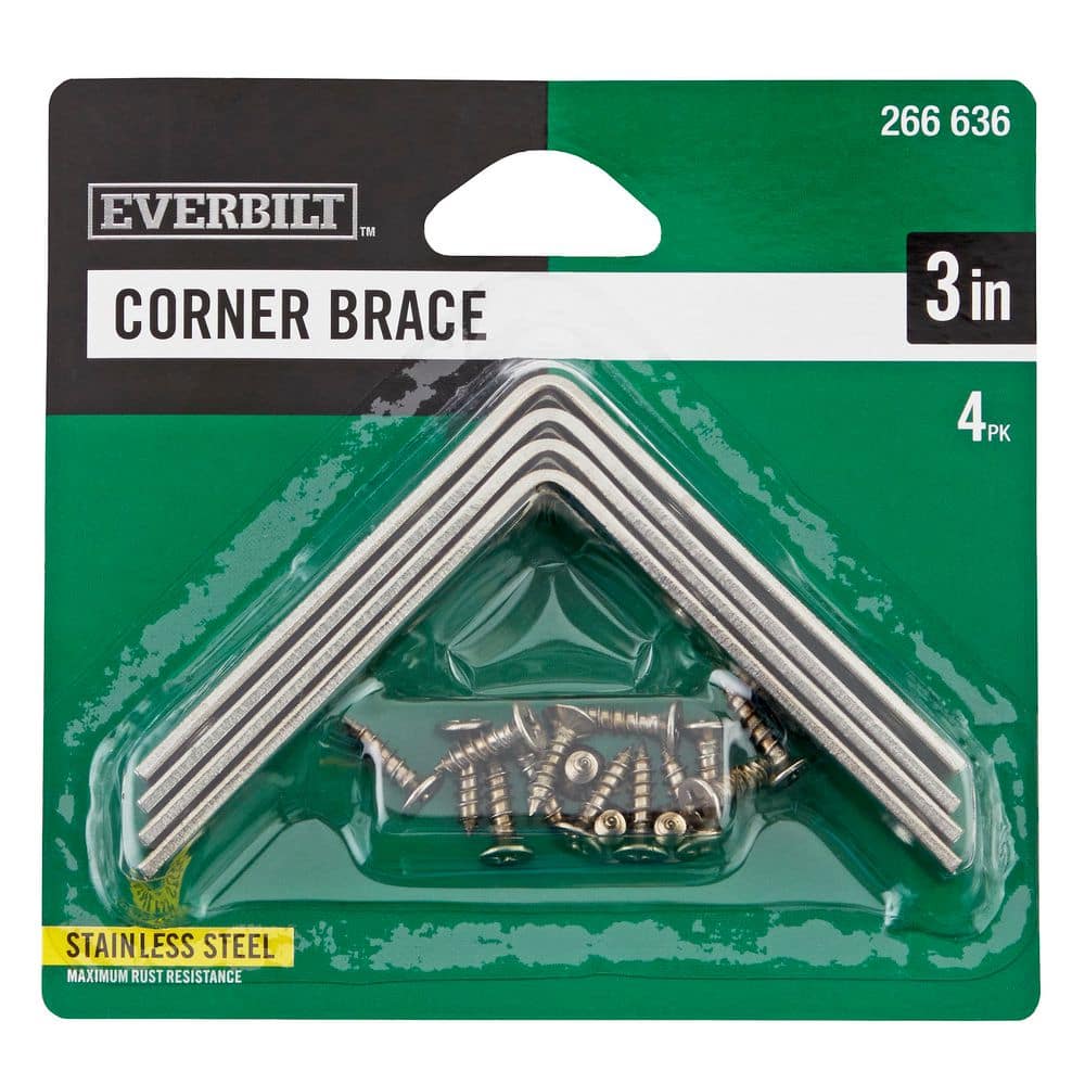 Everbilt (4-Pack) 3 in. Stainless Steel Corner Braces (2)