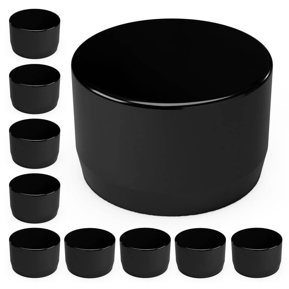 Formufit 1-1/2 in. Furniture Grade PVC External Flat End Cap in Black (10-Pack)