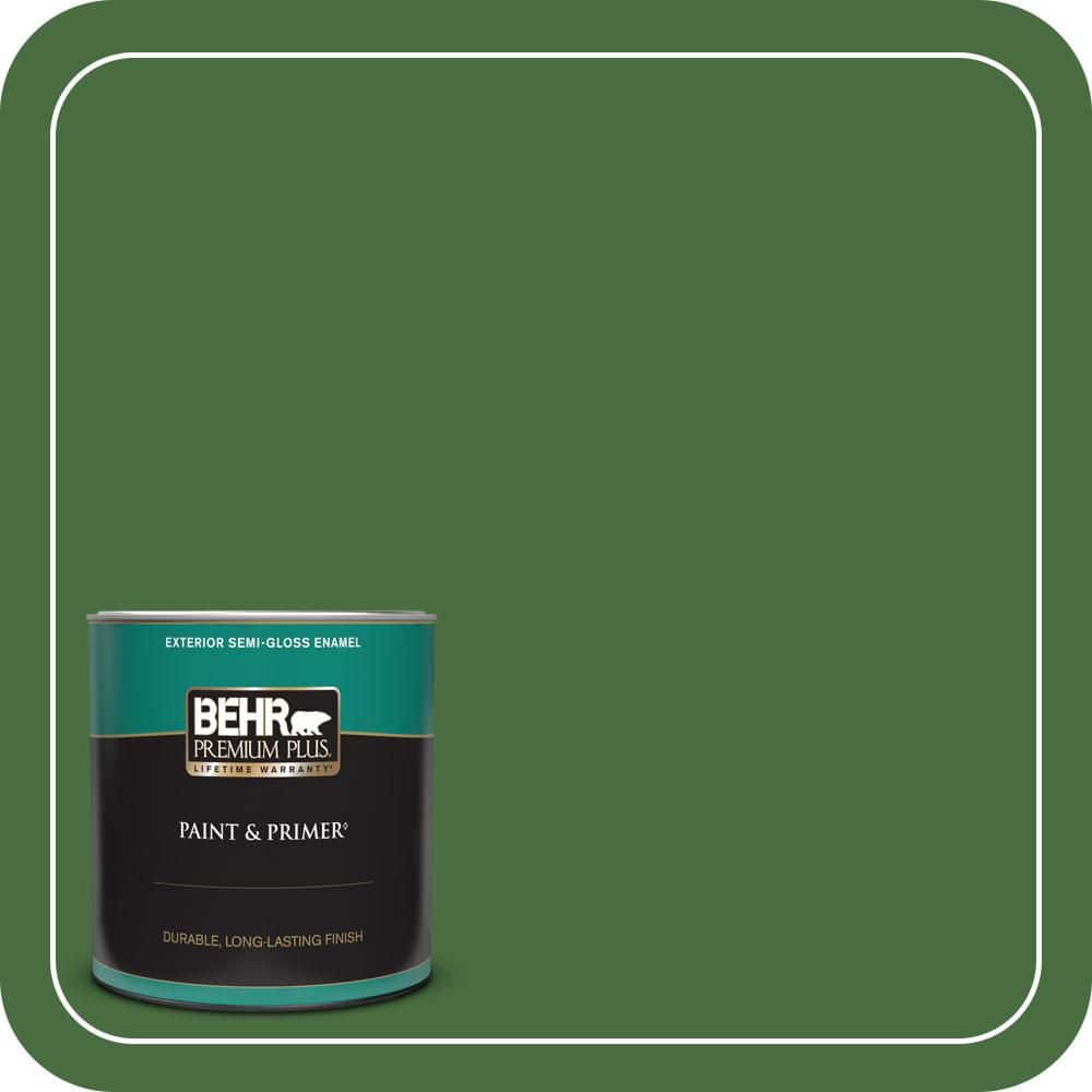 BEHR PREMIUM PLUS 1 qt. #S-H-440 Pine Scent Semi-Gloss Enamel Exterior Paint & Primer