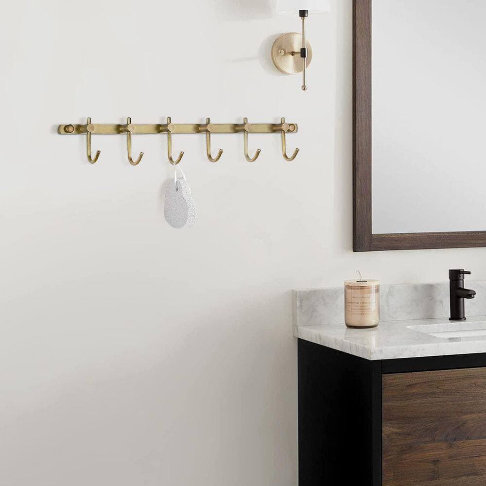 Unbranded Brushed Nickel Brushed Brass 6-J-Hook Robe/Towel Hook Wall-Mounted Towel Coat Rack Screw-Installed Vintage Antique (2)