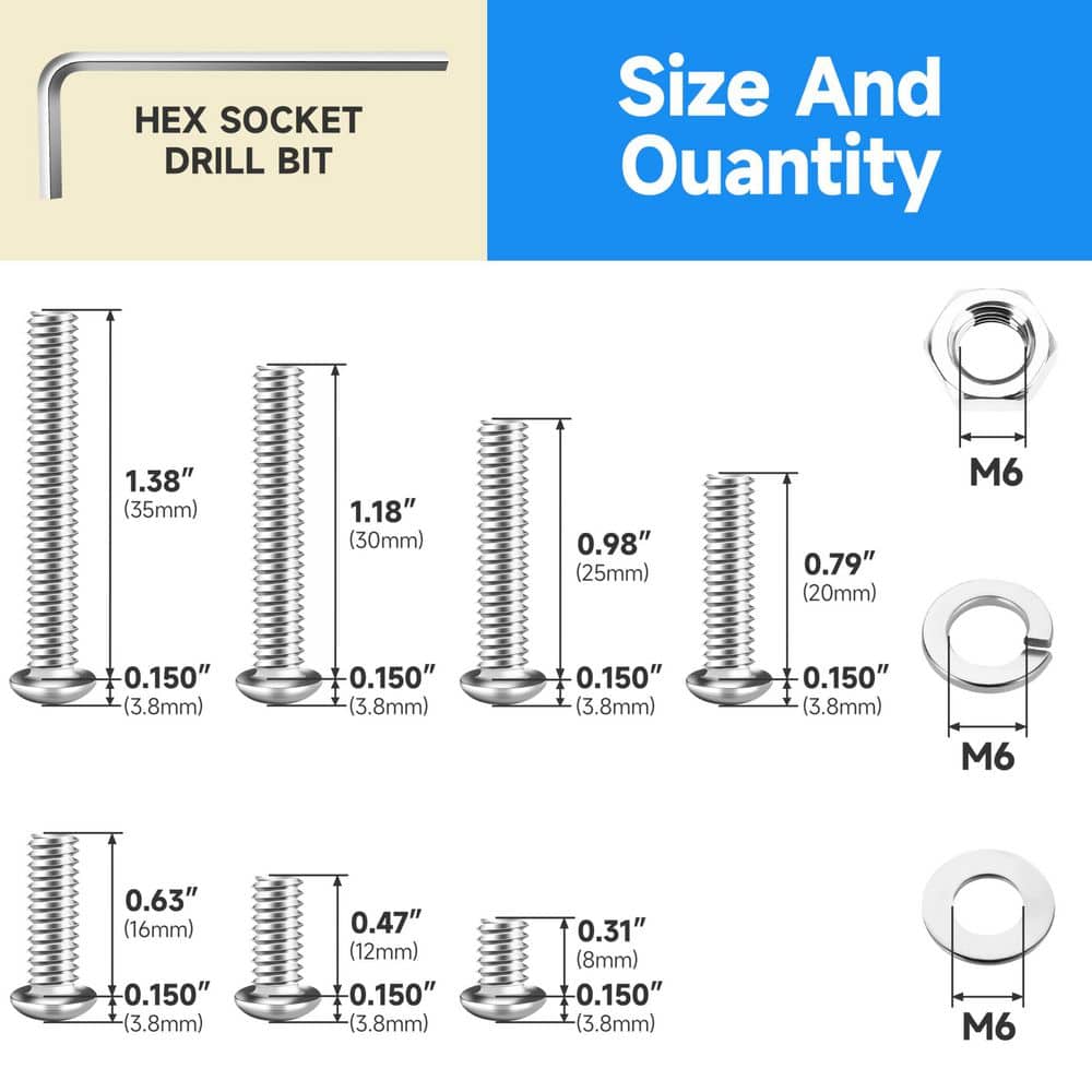MarySino 159-Piece 304 Stainless Steel Machine Screw Nut and Washer Kit (2)