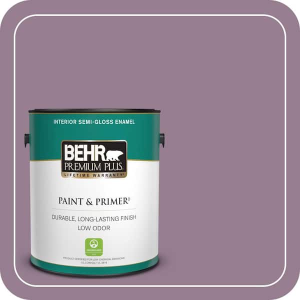 BEHR PREMIUM PLUS 1 gal. #680F-5 Plum Swirl Semi-Gloss Enamel Low Odor Interior Paint & Primer (2)