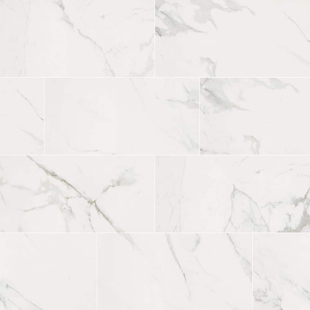 Home Decorators Collection Carrara White Marble Look Polished Porcelain Tile, 12 in. x 24 in. Floor and Wall (16 sq. ft. /Case) (2)