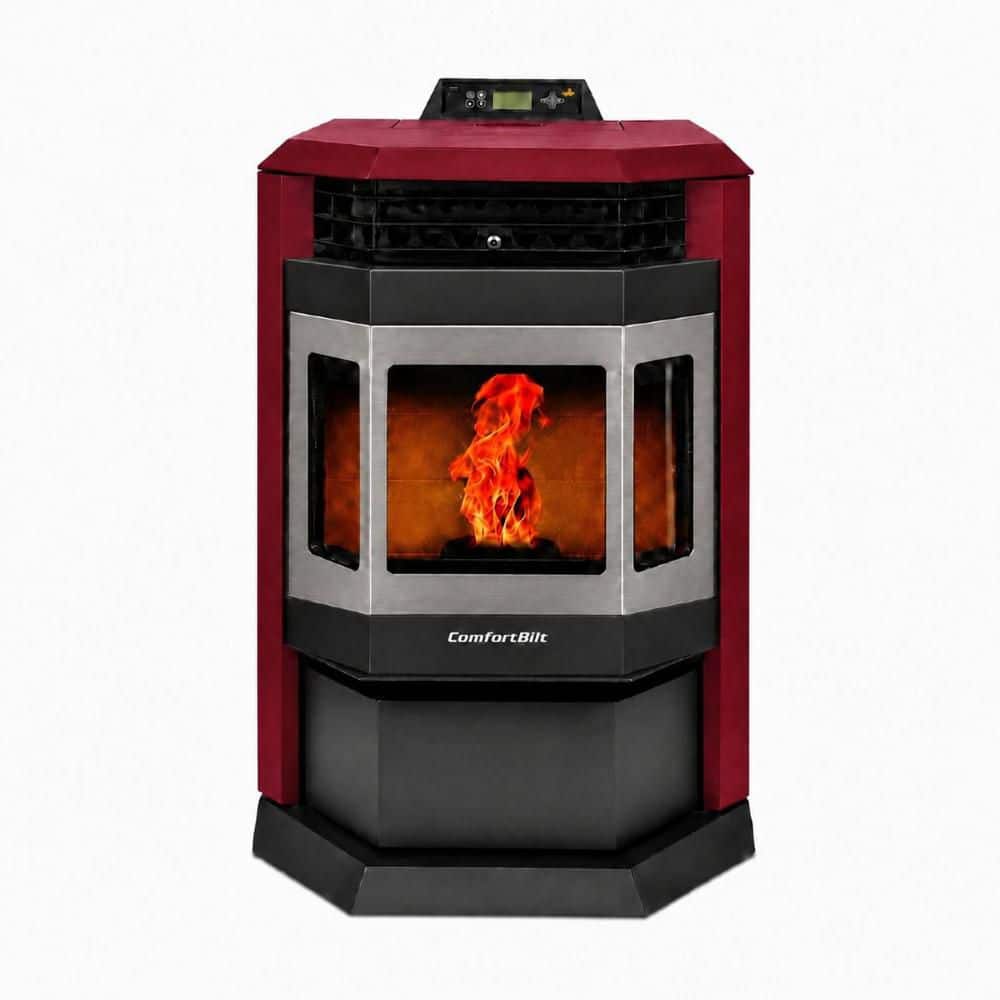 ComfortBilt 2,800 sq. ft.  Pellet Stove with 55 lbs. Hopper in Burgundy and Stainless Steel Trim