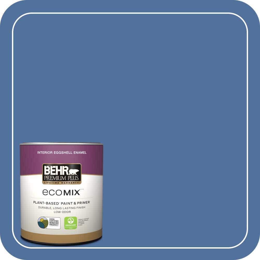 BEHR PREMIUM PLUS 1 qt. #PMD-23 Cobalt Flame Eggshell Enamel EcoMix Plant-Based Interior Paint & Primer (1)