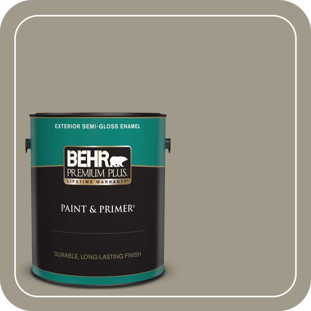 BEHR PREMIUM PLUS 1 gal. #QE-58 Moon Rock Semi-Gloss Enamel Exterior Paint & Primer