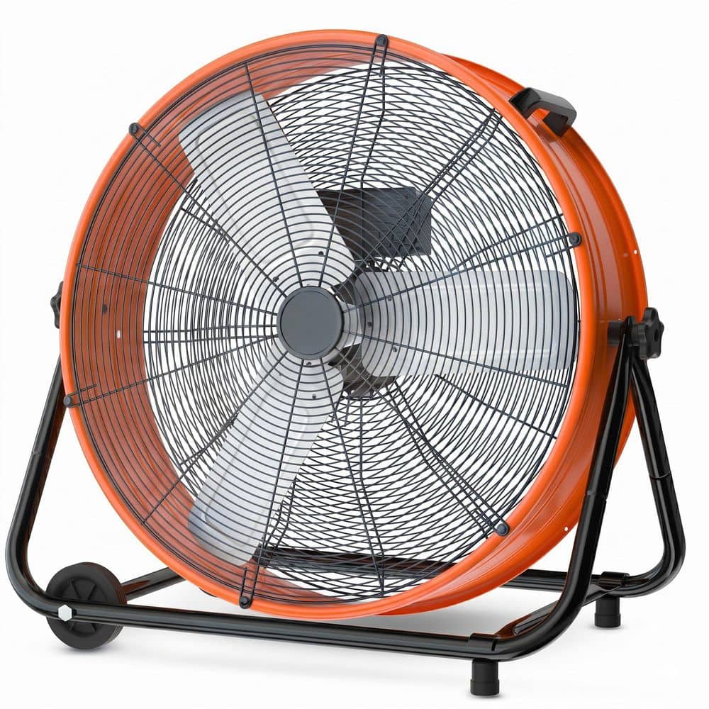 AIRO COMFORT High-Velocity 3-Speed Industrial Drum Fan with Wheels and Adjustable Tilt