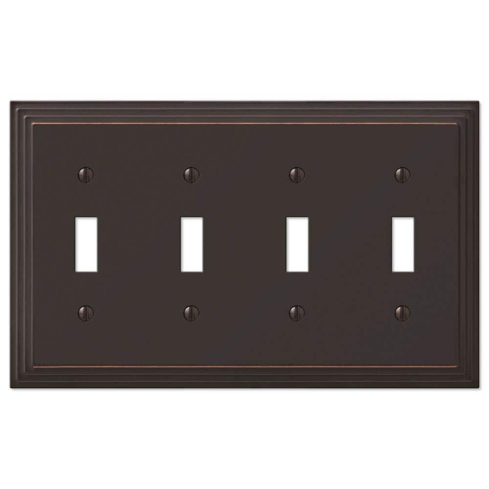 AMERELLE Tiered 4 Gang Toggle Metal Wall Plate - Aged Bronze