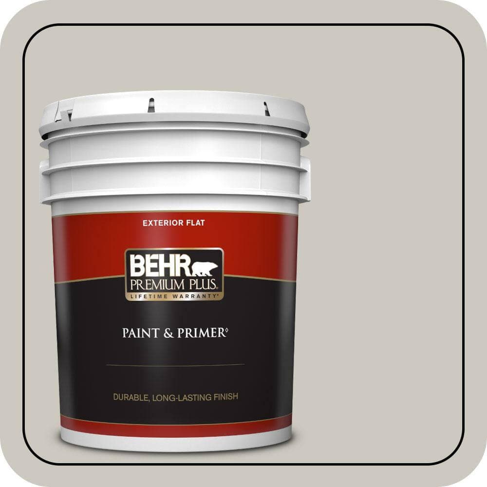 BEHR PREMIUM PLUS 5 gal. Designer Collection #DC-008 Gratifying Gray Flat Exterior Paint & Primer