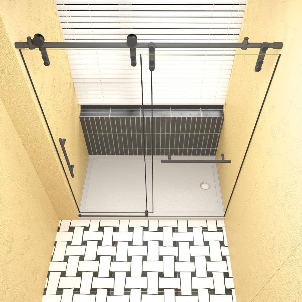 YSQCAR 60 in. L x 32 in. W Alcove Shower Pan Base with Center Drain in White (2)