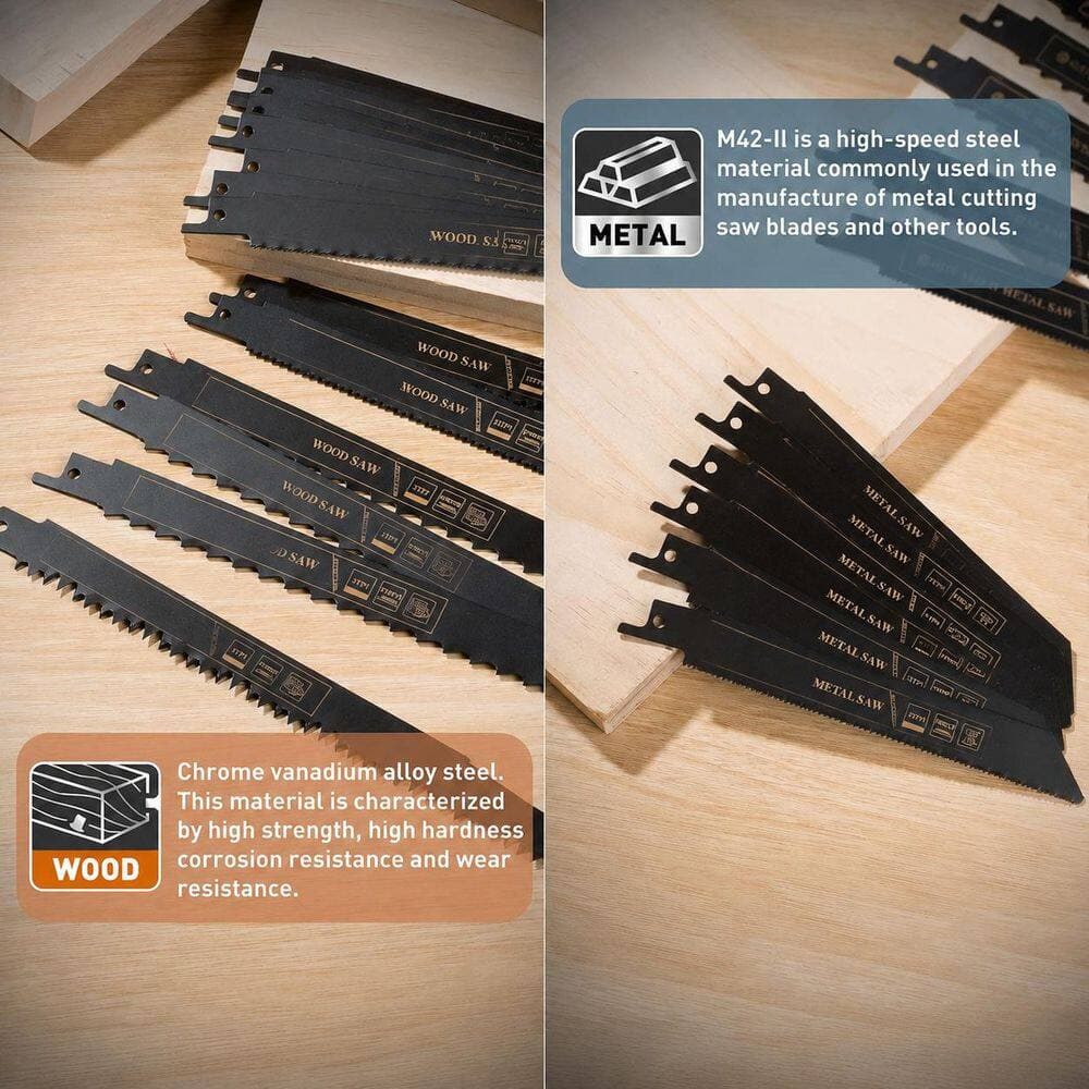 LAIFUCAM 32-Pack M42-II Metal and 50CrV Wood Reciprocating Saw Blades with Precision Cutting for Standard Saws (2)