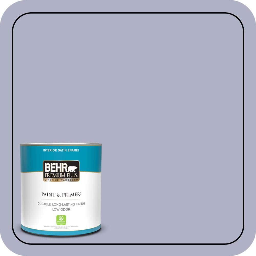 BEHR PREMIUM PLUS 1 qt. #S560-3 Noble Purple Satin Enamel Low Odor Interior Paint & Primer