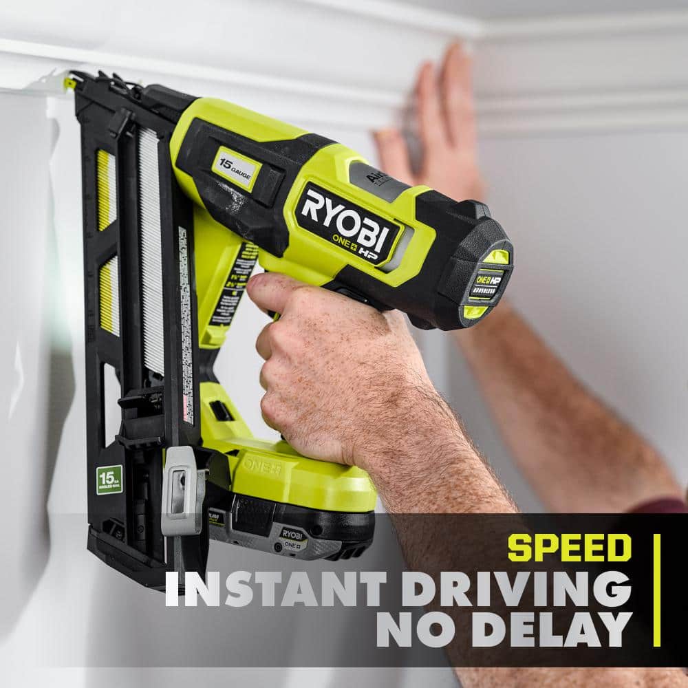 RYOBI ONE+ HP 18V Brushless Cordless 15-Gauge 34° Angled Finish Nailer (Tool Only) (3)