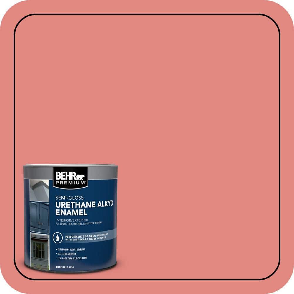 BEHR PREMIUM 1 qt. #PPU1-04A Watermelon Punch Semi-Gloss Enamel Urethane Alkyd Interior/Exterior Paint